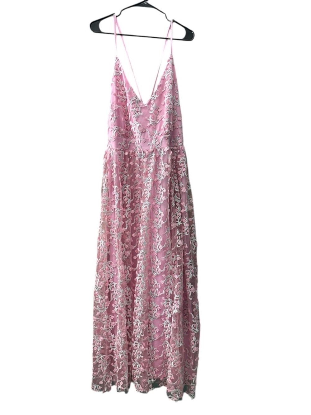 Pink full length lace dress